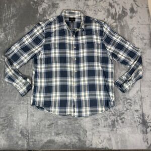 Lucky Brand Shirt Mens XL Blue Plaid Flannel Long Sleeve Button Down Casual